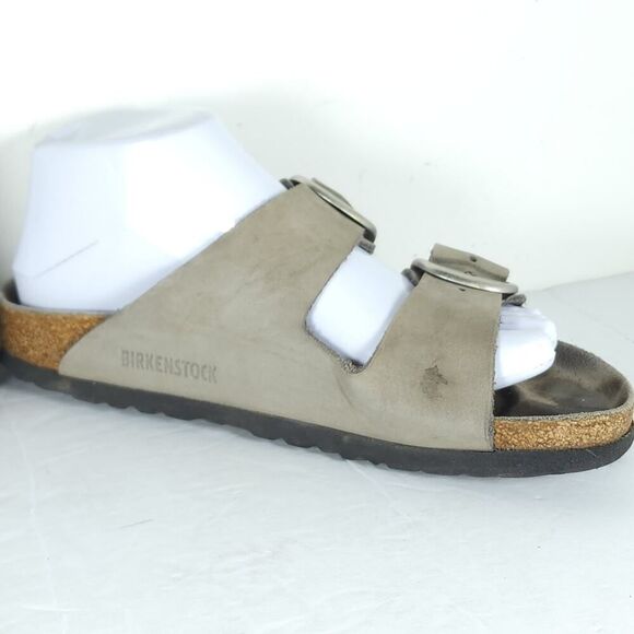 BIRKENSTOCK Women's Arizona Big Buckle US7 EU38 Gray Nubuck Slide Sandals Shoes - Picture 7 of 16